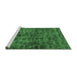 Sideview of Machine Washable Abstract Emerald Green Modern Area Rugs, wshabs493emgrn