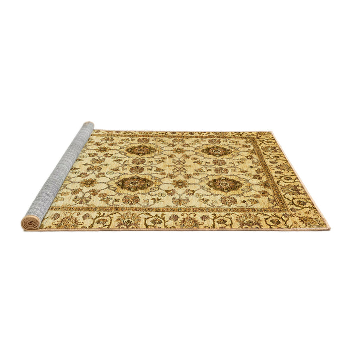 Sideview of Machine Washable Abstract Chrome Gold Yellow Rug, wshabs494