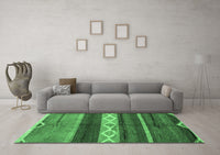 Machine Washable Abstract Emerald Green Modern Rug, wshabs4940emgrn