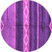 Round Machine Washable Abstract Purple Modern Area Rugs, wshabs4940pur