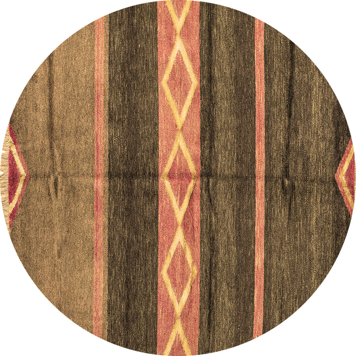 Round Abstract Brown Modern Rug, abs4940brn