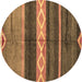 Round Abstract Brown Modern Rug, abs4940brn