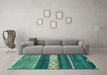 Machine Washable Abstract Turquoise Modern Area Rugs in a Living Room,, wshabs4940turq