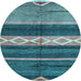 Round Machine Washable Abstract Light Blue Modern Rug, wshabs4940lblu