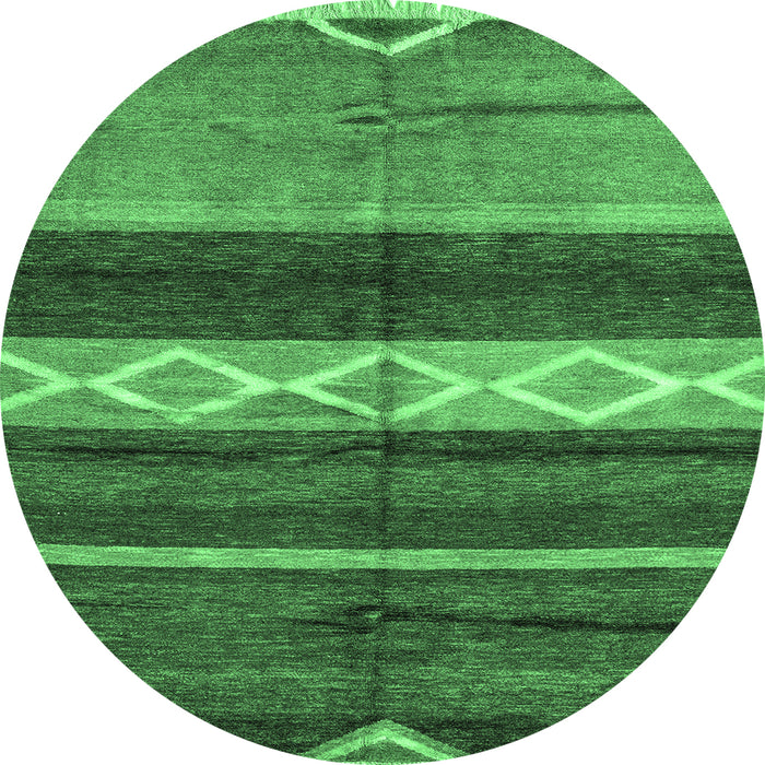 Round Abstract Emerald Green Modern Rug, abs4940emgrn