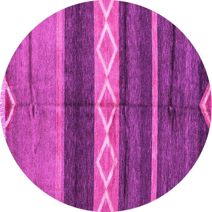 Round Machine Washable Abstract Pink Modern Rug, wshabs4940pnk
