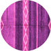 Round Machine Washable Abstract Pink Modern Rug, wshabs4940pnk