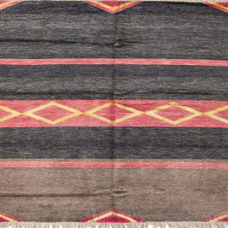 Square Machine Washable Abstract Dark Almond Brown Rug, wshabs4940