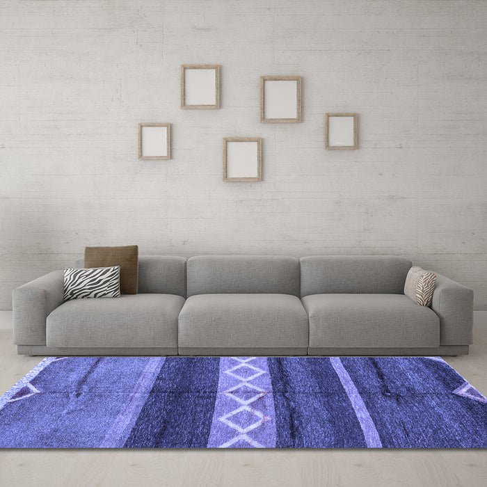 Machine Washable Abstract Blue Modern Rug in a Living Room, wshabs4940blu