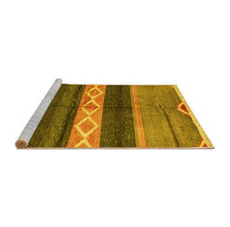 Sideview of Machine Washable Abstract Yellow Modern Rug, wshabs4940yw