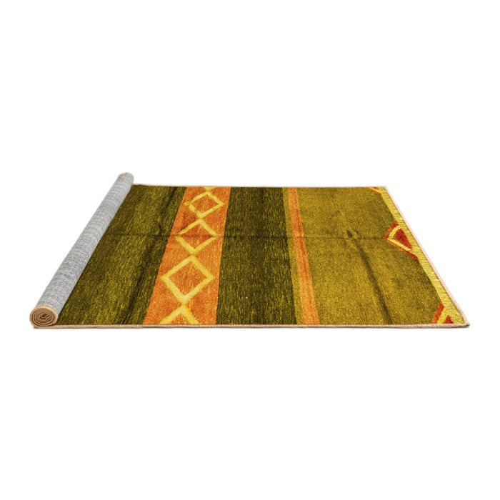 Sideview of Machine Washable Abstract Yellow Modern Rug, wshabs4940yw