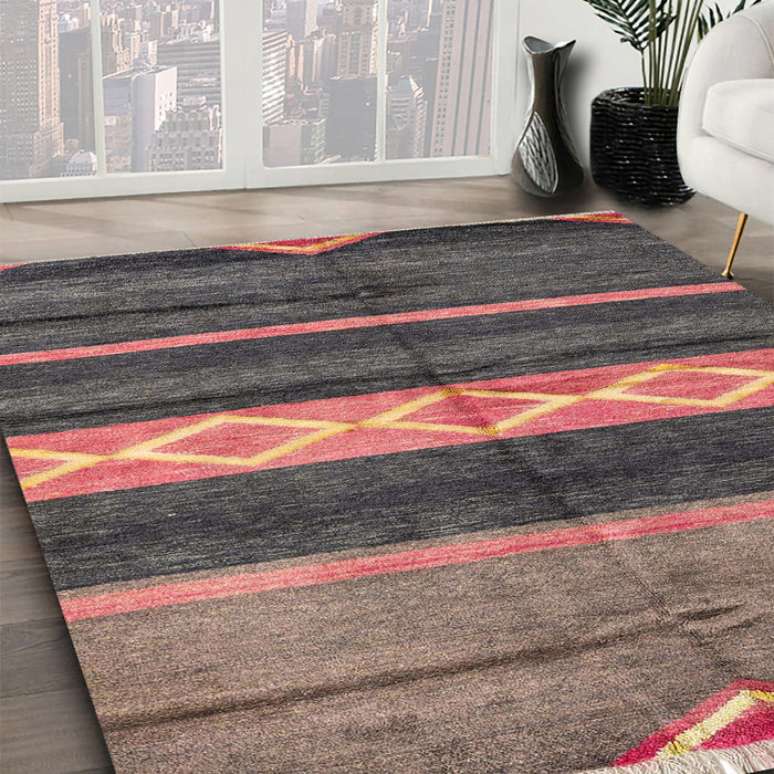 Machine Washable Abstract Dark Almond Brown Rug in a Family Room, wshabs4940