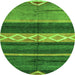 Round Machine Washable Abstract Green Modern Area Rugs, wshabs4940grn