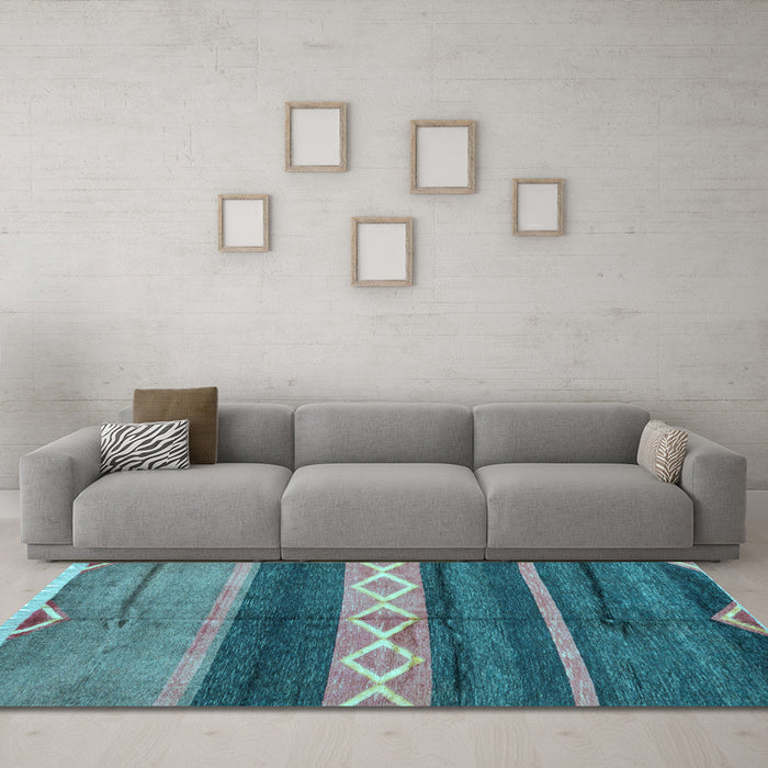 Machine Washable Abstract Light Blue Modern Rug in a Living Room, wshabs4940lblu