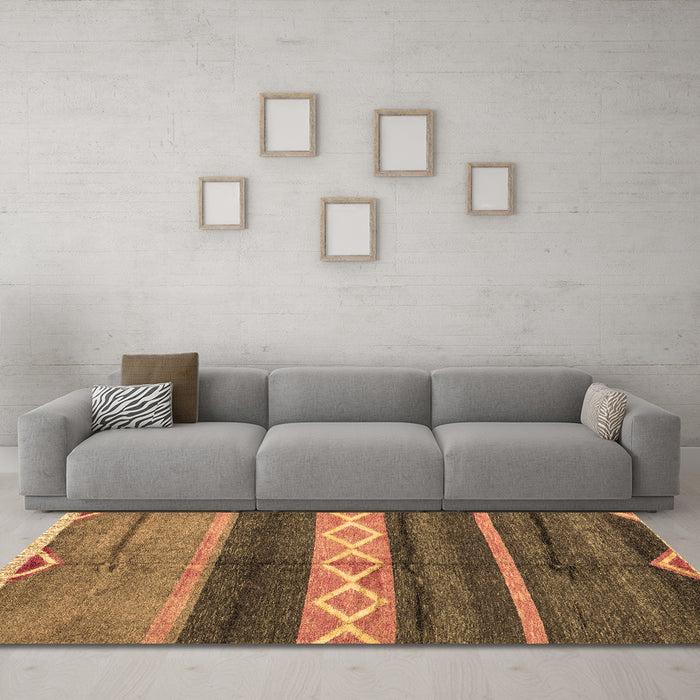 Machine Washable Abstract Brown Modern Rug in a Living Room,, wshabs4940brn