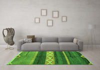 Machine Washable Abstract Green Modern Rug, wshabs4940grn