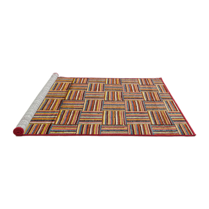 Sideview of Machine Washable Abstract Fire Brick Red Rug, wshabs4941