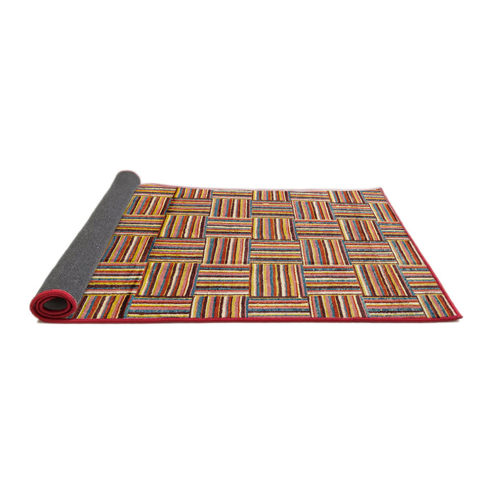 Sideview of Abstract Fire Brick Red Modern Rug, abs4941