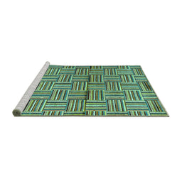 Sideview of Machine Washable Abstract Turquoise Modern Area Rugs, wshabs4941turq