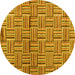 Round Abstract Yellow Modern Rug, abs4941yw