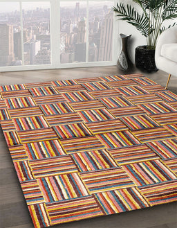 Abstract Fire Brick Red Modern Rug in Family Room, abs4941