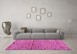 Machine Washable Abstract Pink Modern Rug in a Living Room, wshabs4941pnk