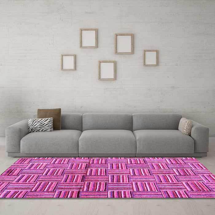 Machine Washable Abstract Pink Modern Rug in a Living Room, wshabs4941pnk