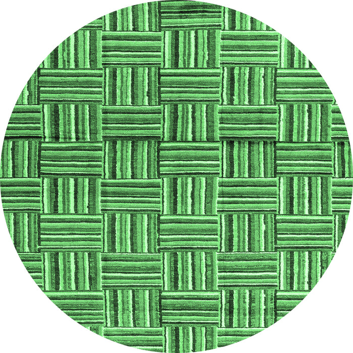 Round Abstract Emerald Green Modern Rug, abs4941emgrn