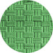 Round Abstract Emerald Green Modern Rug, abs4941emgrn