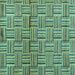 Square Machine Washable Abstract Turquoise Modern Area Rugs, wshabs4941turq