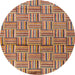 Round Machine Washable Abstract Fire Brick Red Rug, wshabs4941