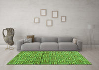 Machine Washable Abstract Green Modern Rug, wshabs4941grn