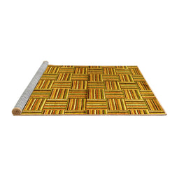 Sideview of Machine Washable Abstract Yellow Modern Rug, wshabs4941yw