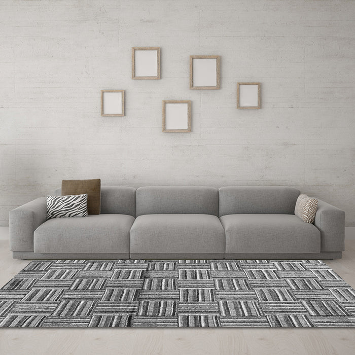 Machine Washable Abstract Gray Modern Rug in a Living Room,, wshabs4941gry