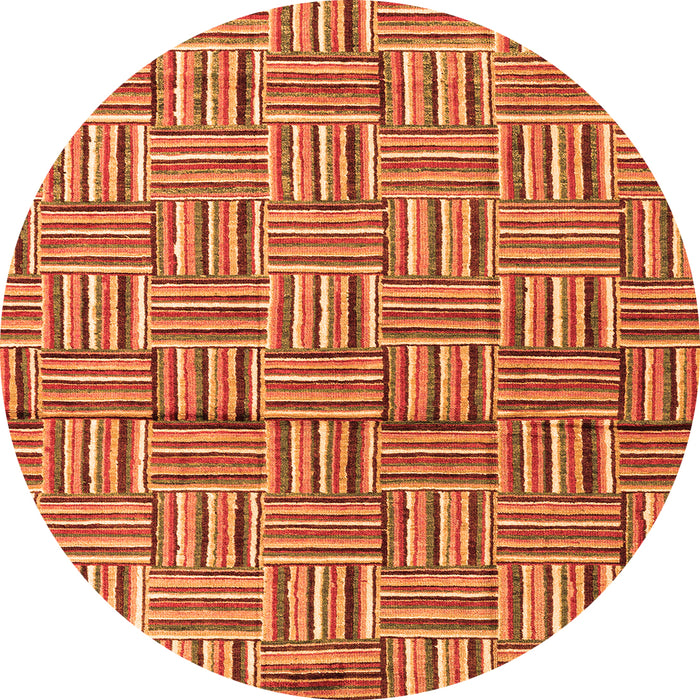 Round Machine Washable Abstract Orange Modern Area Rugs, wshabs4941org