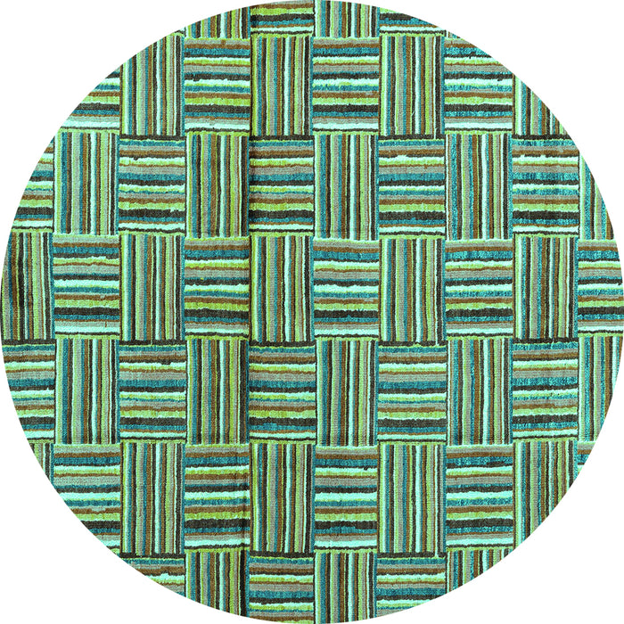 Round Abstract Turquoise Modern Rug, abs4941turq
