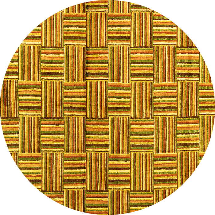 Round Machine Washable Abstract Yellow Modern Rug, wshabs4941yw