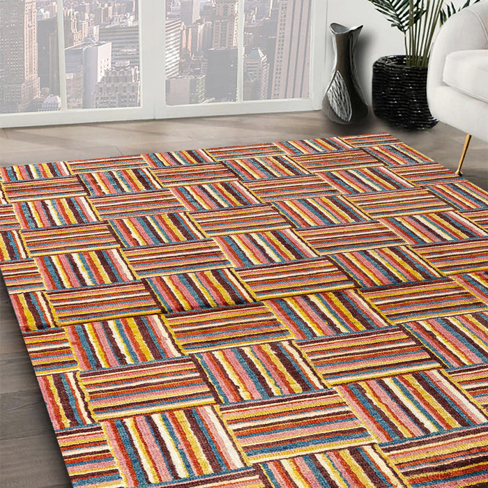 Machine Washable Abstract Fire Brick Red Rug in a Family Room, wshabs4941