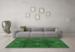 Machine Washable Southwestern Emerald Green Country Area Rugs in a Living Room,, wshabs4942emgrn