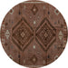 Round Southwestern Turquoise Country Rug, abs4942turq