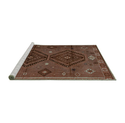 Sideview of Machine Washable Southwestern Turquoise Country Area Rugs, wshabs4942turq