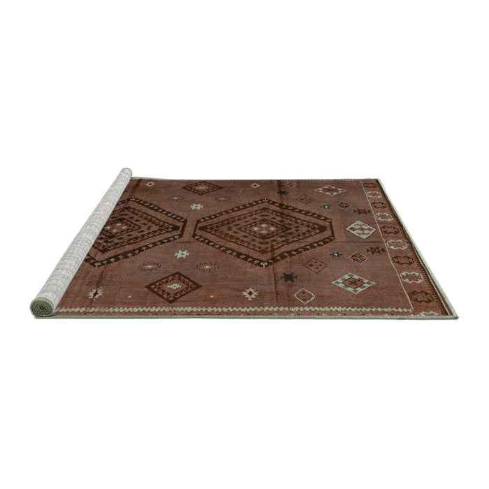 Sideview of Machine Washable Southwestern Turquoise Country Area Rugs, wshabs4942turq