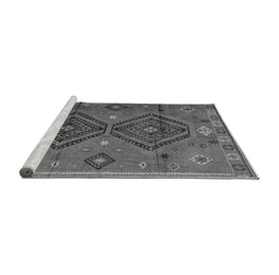 Sideview of Machine Washable Southwestern Gray Country Rug, wshabs4942gry