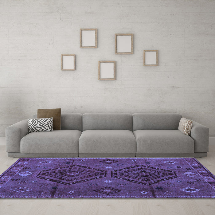 Machine Washable Southwestern Blue Country Rug in a Living Room, wshabs4942blu