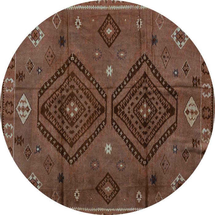 Round Machine Washable Southwestern Turquoise Country Area Rugs, wshabs4942turq