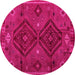 Round Southwestern Pink Country Rug, abs4942pnk