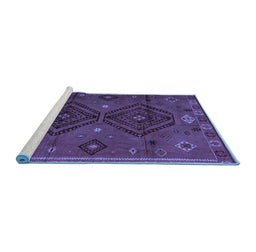 Sideview of Machine Washable Southwestern Blue Country Rug, wshabs4942blu