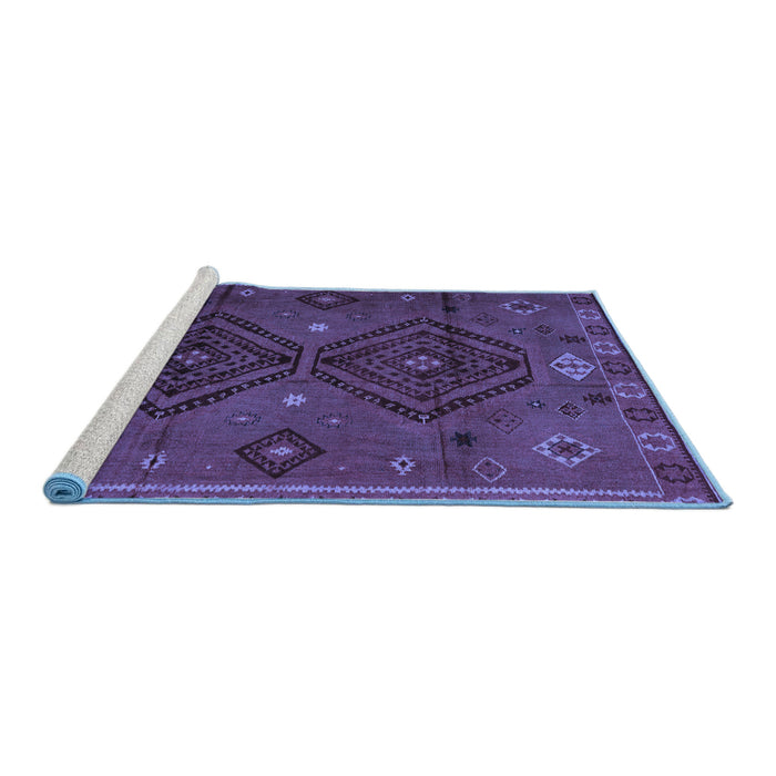 Sideview of Machine Washable Southwestern Blue Country Rug, wshabs4942blu