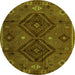 Round Southwestern Green Country Rug, abs4942grn