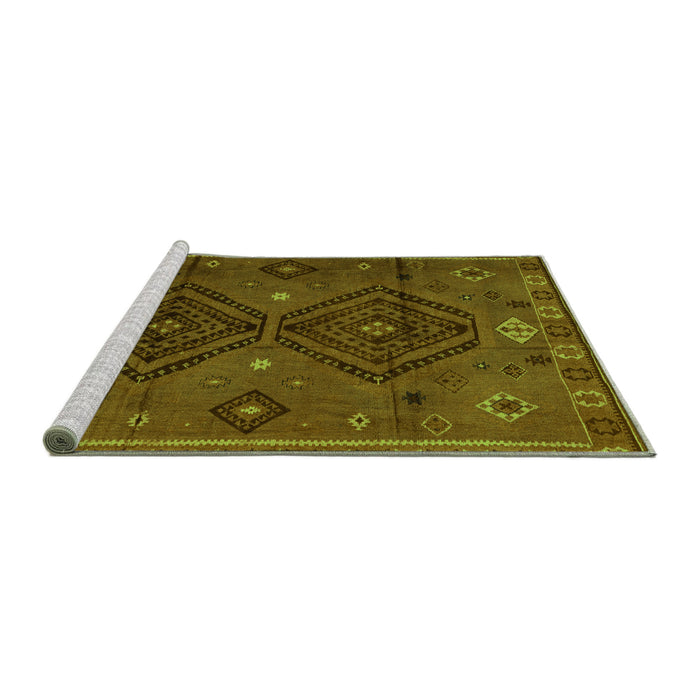 Sideview of Machine Washable Southwestern Green Country Area Rugs, wshabs4942grn